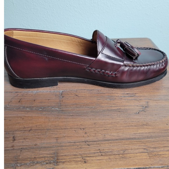 Johnston & Murphy Hayes Tassel Loafers Mens 9.5M Burgundy Leather Dress Shoes - Picture 7 of 10